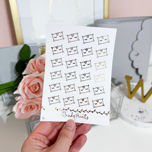 Pillow Foil Icon Stickers | Clear Transparent | Foiled Stickers (F32)