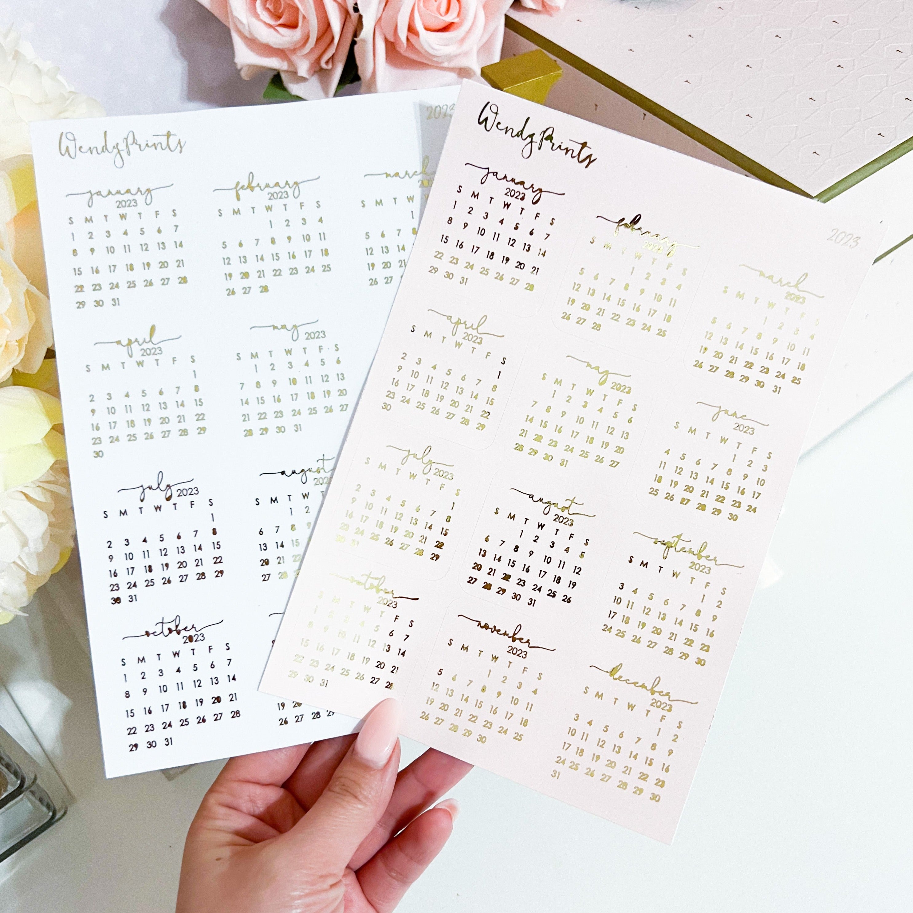 FOILED- Small Abbreviated Month Stickers- Transparent – Rose