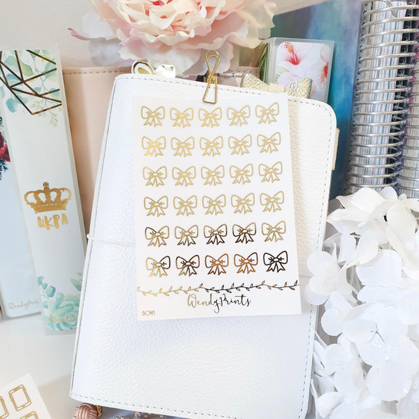 Bow Icons| Clear Transparent | Foiled Stickers (F75) - WendyPrints