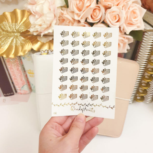 Cake Icons | Clear Transparent | Foiled Stickers (F91) - WendyPrints