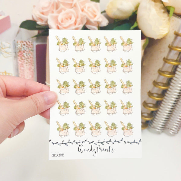 Groceries Shopping Icon Sticker, Planner Stickers (W45) - WendyPrints