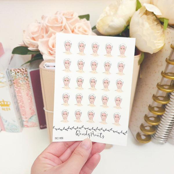 Face Mask Facial Icon Sticker, Planner Stickers (W55) - WendyPrints