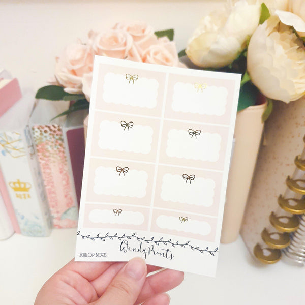 Blush Pink Foil Bow Half Boxes | Foil Stickers (F70) - WendyPrints