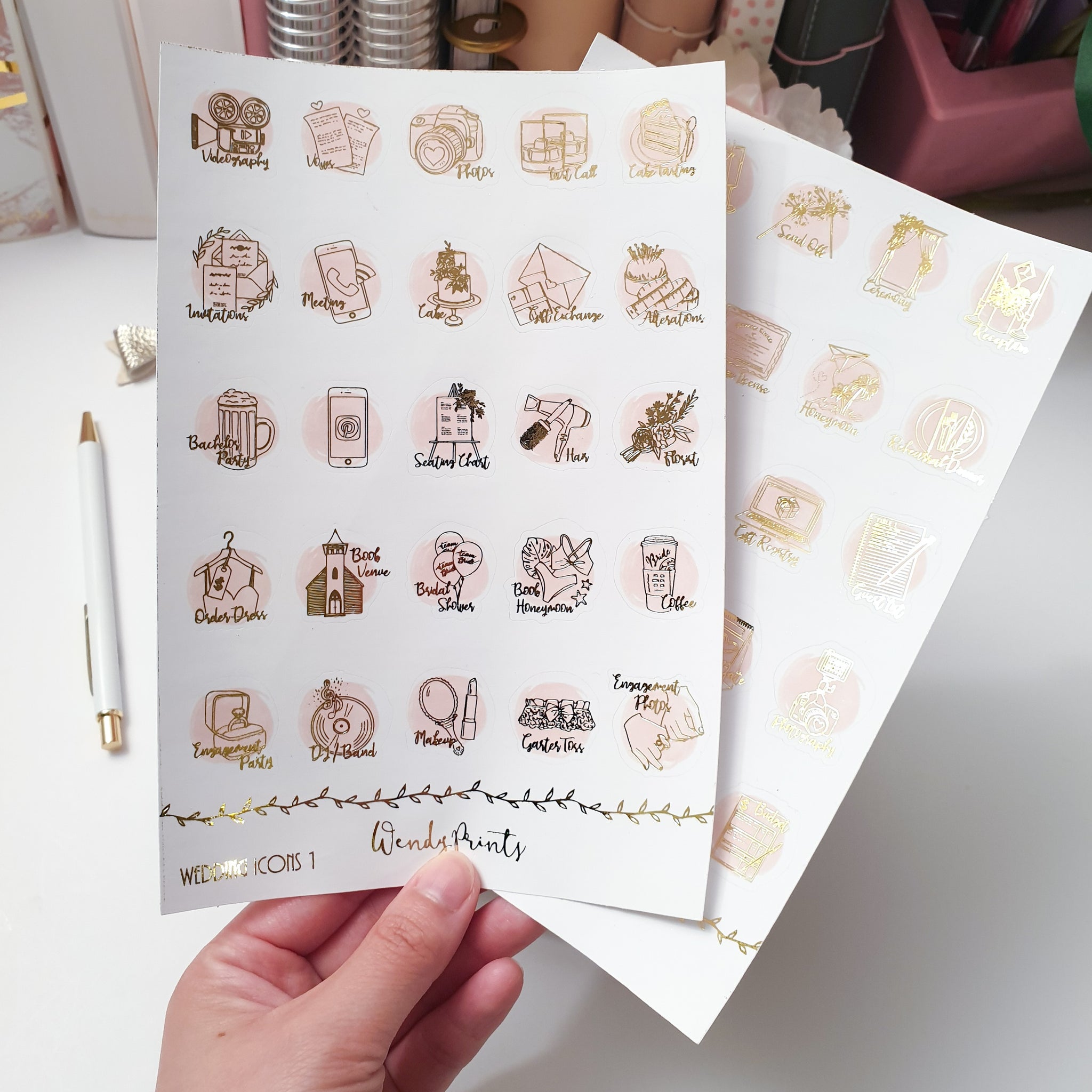 Wedding icons , Foiled Stickers (F49)